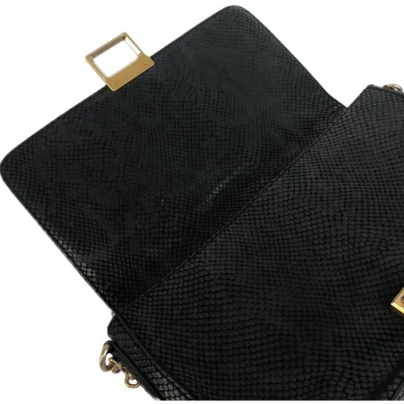 MCM Red & Black Embossed Snakeskin Leather w/ Gold Chain Shoulder Bag, VGUC - Picture 11 of 14